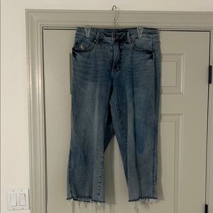 Judy Blue mid rise tummy control top wide leg cropped jeans